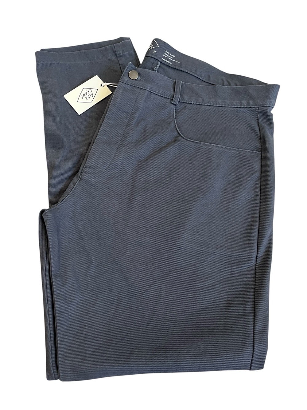 Alex Crane Canvas Cham Pants Charcoal Gray Mens 36 NWT 100% Cotton Chino